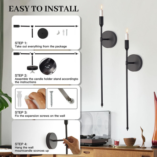Bodoniy Candeler De Pared, Apliques De Velas De Pared Negra