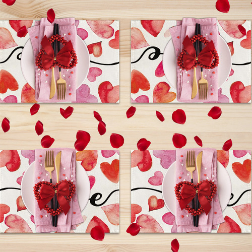 N 4pzs Manteles Individuales De Amor Para San Valentín Decor