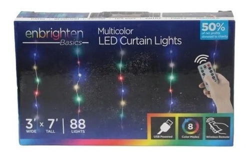 Imagen 1 de 1 de Cortina Led Enbrighten Basics Multicolor 88 Luces Usb