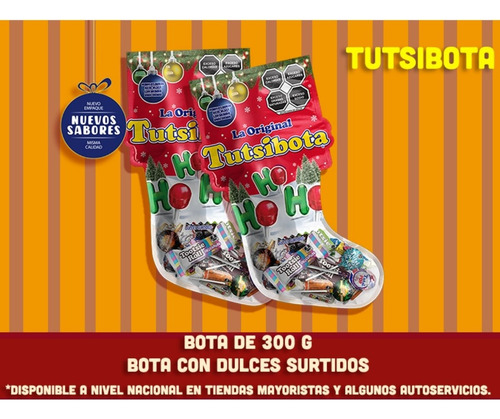 2 Botas Navideñas Tutsi Pop Dulce Surtido Tusibota 300g C/u