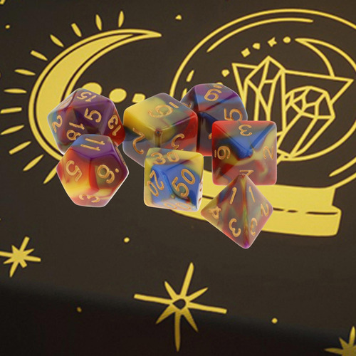 7 Piezas De Dados Poliédricos D4 D6 D8 D10 D12 D20 Juegos