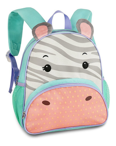 Mochila Pets Feminina Infantil Bichinhos Zoo Escolar Animais Cor Zebrinha