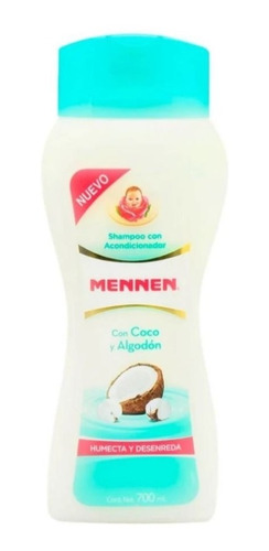 Shampoo Mennen Humecta Y Desenreda 700 Ml Con Coco Y Algodón