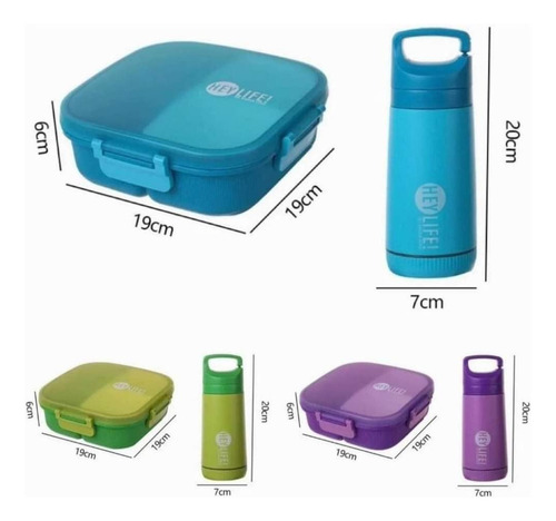 Kit Loche Portavianda +vaso Y Cuchara Varios Colores