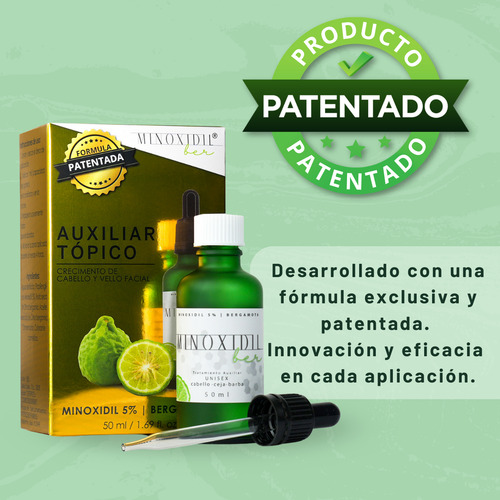 Auxiliar Capilar Minoxidil 5% + Bergamota 3 Frascos 150 Ml