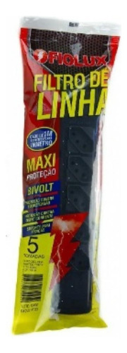 Filtro Linha 5 Tomadas Bivolt Preto Fiolux
