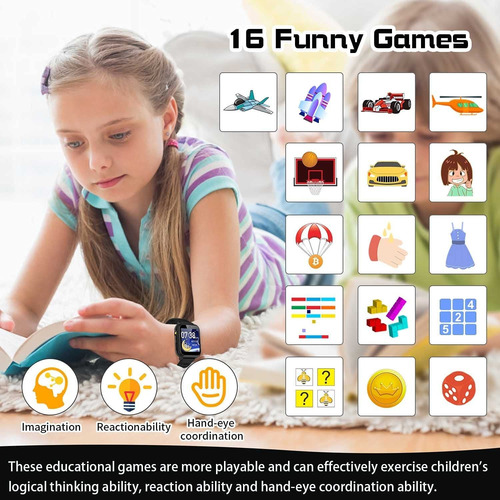 Reloj Inteligente Para Niños 16 Juegos Podómetro Cám...