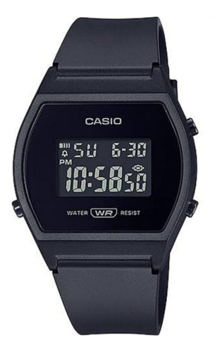 Reloj de pulsera Casio Youth LW-204 de cuerpo color negro, digital, fondo negro, con correa de resina color negro, dial gris, minutero/segundero gris, bisel color negro