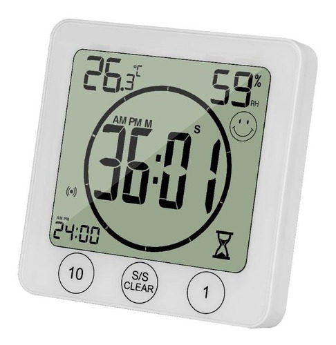 Reloj De Pared De Baño Lcd Temperatura Humedad Cuenta Regres