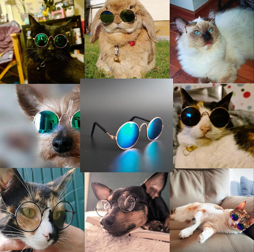 Yaodhaod Pet Gafas De Sol Clásico Retro Circular Metal Pr...