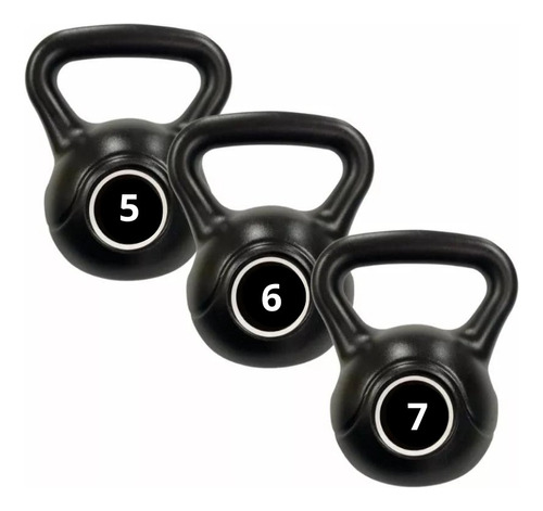 Set 3 Pesas Rusas Kettlebell 5kg/6kg/7kg Mr Gym