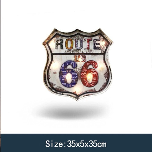 Letrero Retro Con Luz Led Ruta 66 Factoryhome