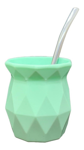 50 Mate Facetado Color Pastel Con Bombilla Autolimpiante