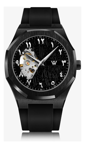 Reloj Automatico Mecanico Arabe Negro Importado Skeleton (Reacondicionado)