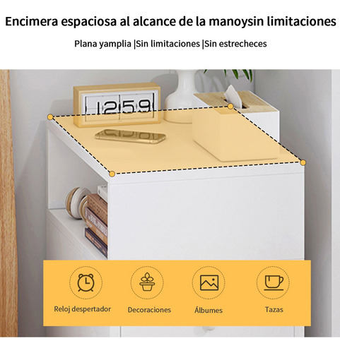 Buro Mesa De Noche Para Recamara Moderno Con 3 Cajones Blanco