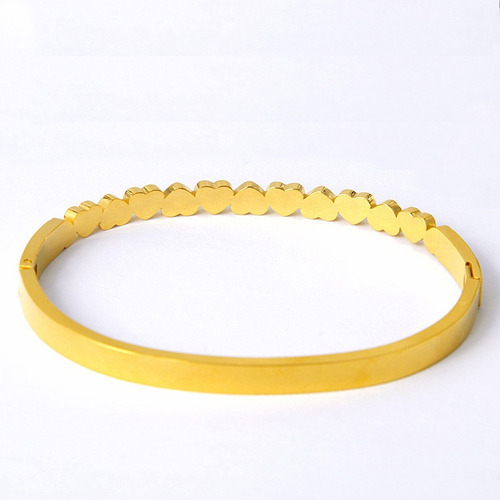 Brazalete Dama, Acero, Chapa Oro Amarillo Y Esmalte M3019