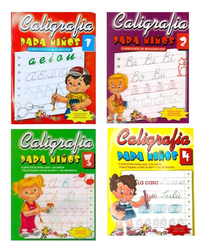 Paquete Caligrafia Para Niños (4 Cuadernos) Coloryarte