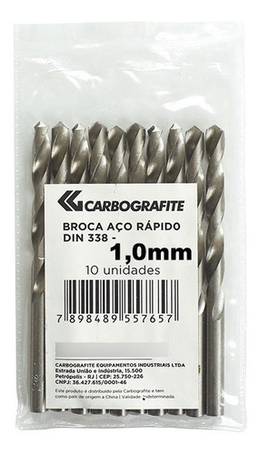 Jogo De Brocas 1,0mm Kit Carbografite Aço Rápido Metal Ferro