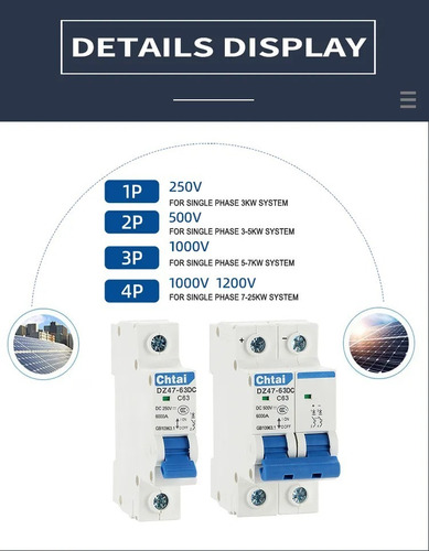 Pastilla Interruptor Termomagnético 10a 2p Cd Solar Riel Din