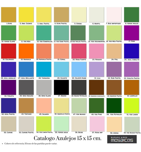 10 Azulejos De Colores 15 X 15 Mosaiquismo - A Eleccion - | MercadoLibre