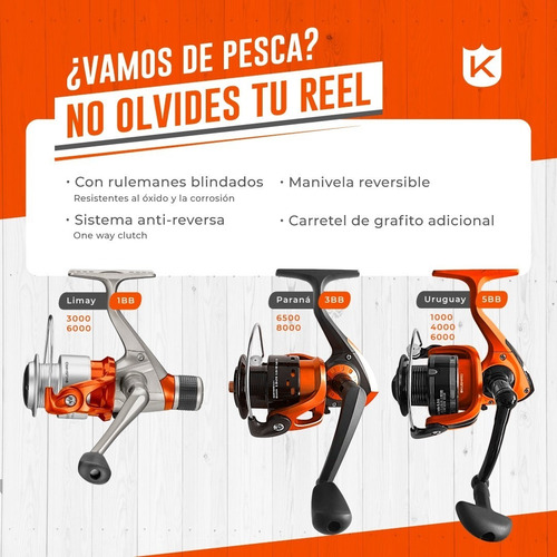 Imagen 2 de 4 de Reel Kushiro Uruguay 5 Rulemanes Carretel Aluminio P/ Laguna