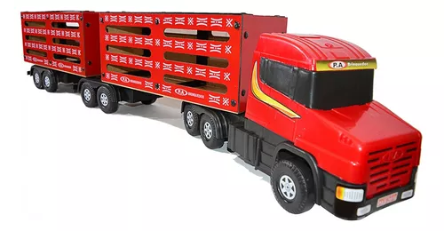 Carreta Bitrem Scania Bau Madeira Brinquedo 7eixo Cocacola