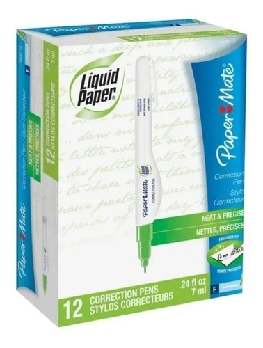 Caja X12 Corrector Bolígrafo Liquid Paper 7ml Punta Metálica