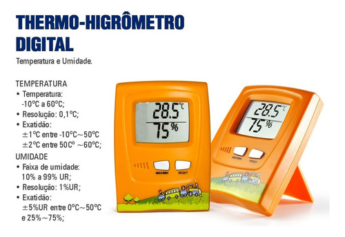 Termo-higrometro Infantil Laranja -10+60c Umidade 10% A 99