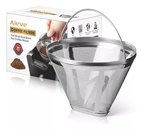 Aieve Filtro de café reutilizable compatible con la cafetera Ninja Dual  Brew Pro CFP301 CFP201 CFN601, filtros de café #4, cesta de café con cono