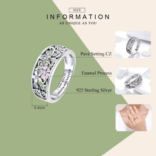 Imagen 3 de 7 de Anillo Argolla Para Mujer Flores Fabricado En Plata 925