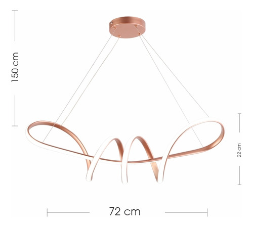 Lustre Luminaria Cobre Mega Led Integrado Super Moderno Cor cobre rosé 110V/220V