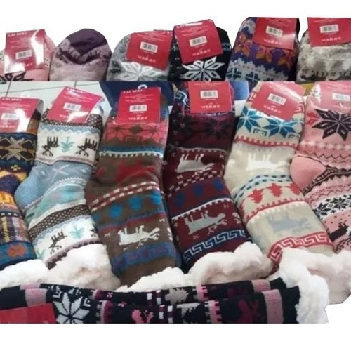 Imagem 7 de 8 de Meia Pantufa Inverno: Lã Forrada Com Pelúcia Antiderrapante