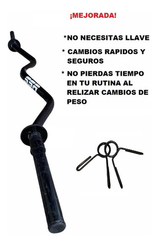 Imagen 4 de 9 de Barra Z Mancuernas Y Barra Recta Pesas 80lbs, Discos Ssr