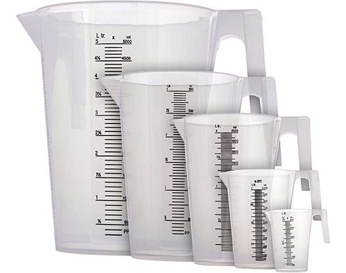 Tcp Global 5 Piece Set Of Plastic Graduated Measuring And M