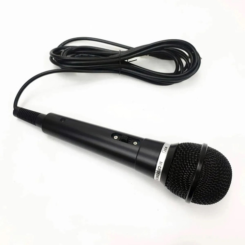 Microfone Dinâmico De Mão Com Fio Plug P10 1.5 Metros Pf-10 Cor Preto