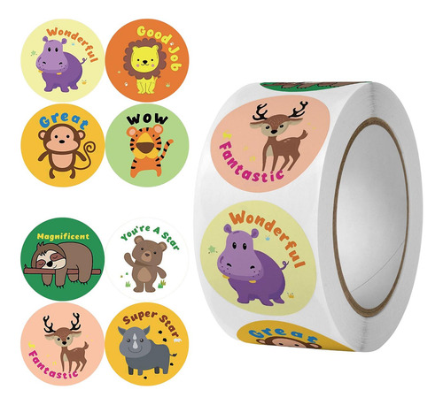 5 Paquete De 5-6 Pegatinas Redondas De Animales De 5 Piezas