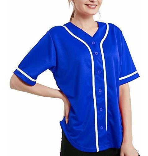 Imagen 3 de 6 de Toptie Mujeres Baseball Jersey Hip Hop Hipster Button Down B