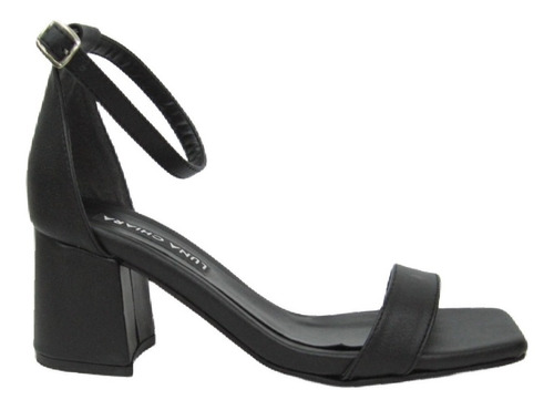 Sandalias Negro Blanco Charol Taco 6cm Mujer 35 Al 40