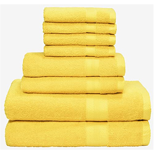 8 Piece Towel Set 100% Ring Spun Cotton, 2 Bath Towels ...