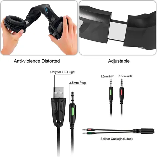 Diadema Gamer Onikuma K8 Flexible 3,5mm Para Pc, Ps4, Xbox