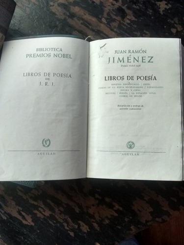 Libros De Poesia . Juan Ramón Jiménez. Ed Águilar