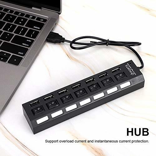 7 Puerto Hub Usb Docking Station Negro 480 Mbps Divisor