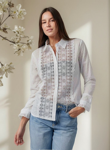 Camisa Premium Vandal Plumeti Bordada White Guk4112 Arizona