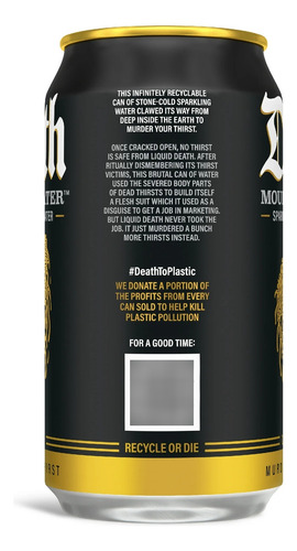 Liquid Death Agua De Montaña Con Gas, 6 Latas 355ml