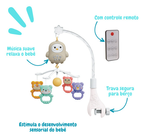 Móbile Musical Berço Bebê Com Controle Zippy