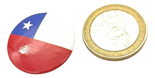 10 X Mini Piocha Circular Pin Bandera Chilena, Alfiler, 24mm