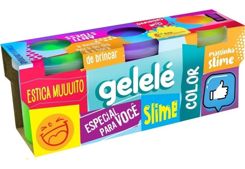 Kit Slime Color 3 Pote Infantil Gelelé Estica Enrola Torce