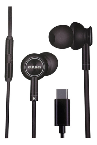 Audifonos In Ear Aiwa Conector Tipo C Aw-i30tc Negro