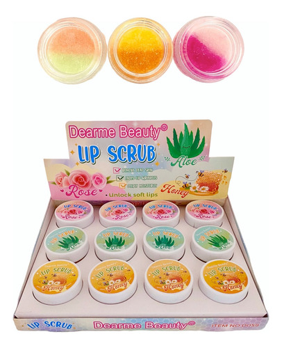 Set De 12 Bálsamos Exfoliantes Para Labios Olor A Frutas