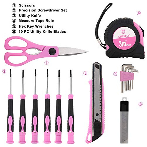 Deko Pink 71 Piece Household Tool Kit,ladie Portable Set Rn